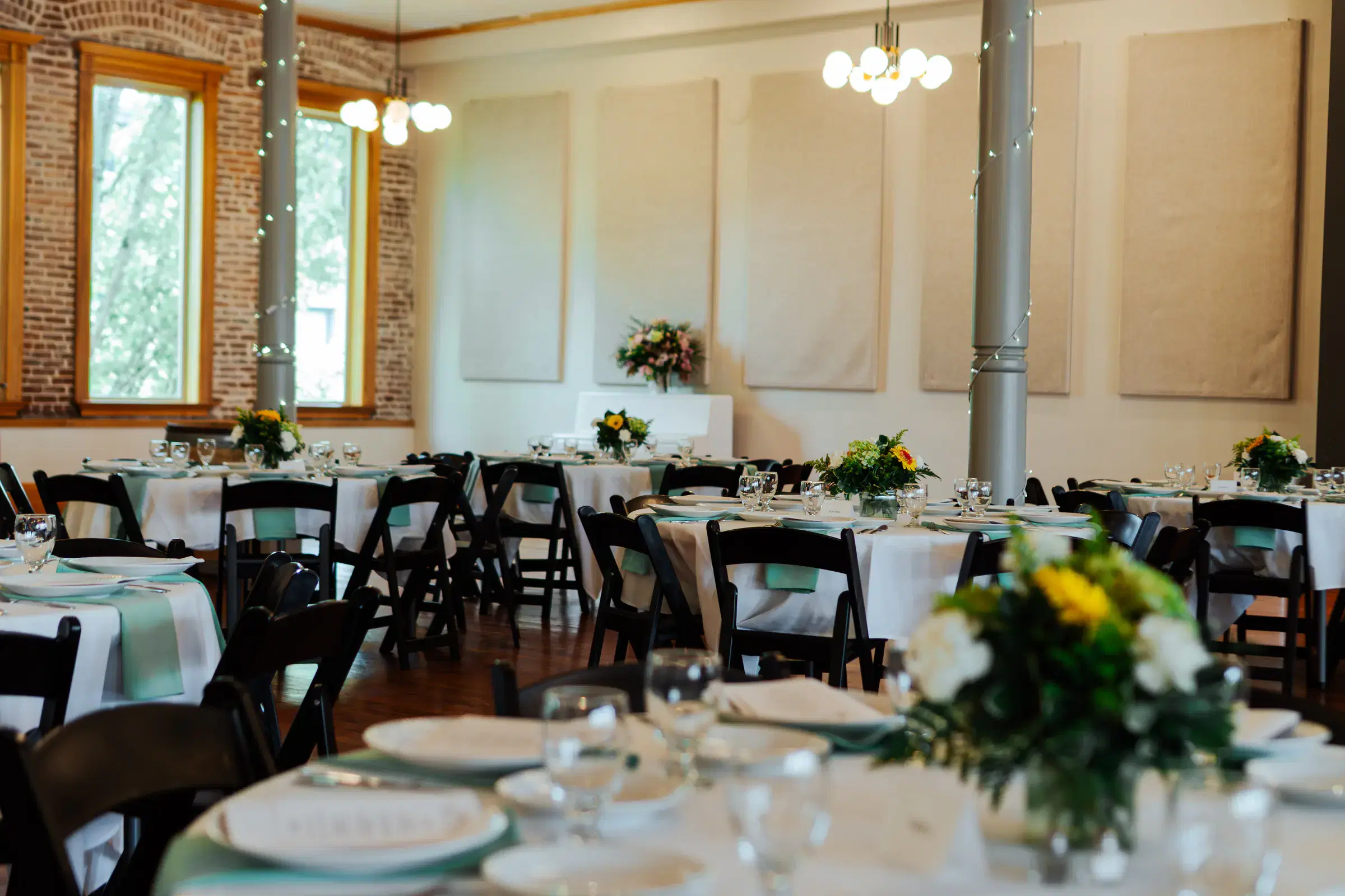 Ballroom view with tables and chairs